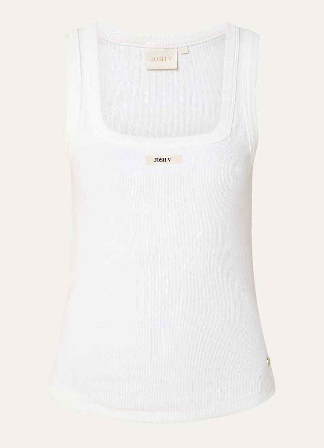 JOSH V Dieda ribgebreide tanktop met logo - voorkant gebroken wit