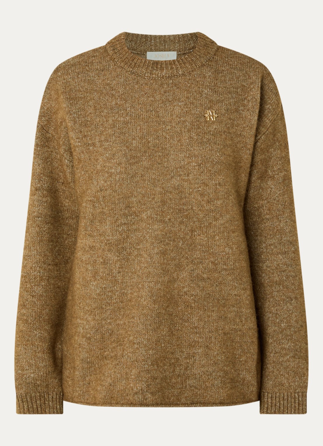 JOSH V Elina grofgebreide trui in alpaca wolblend - voorkant zand