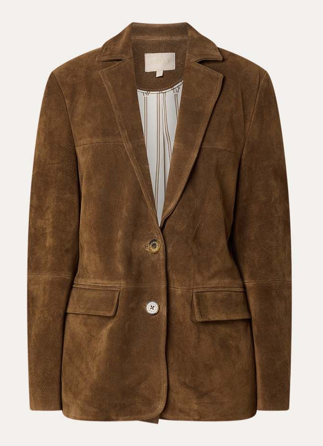 JOSH V Emsy blazer van suède met klepzakken - voorkant 2 bruin