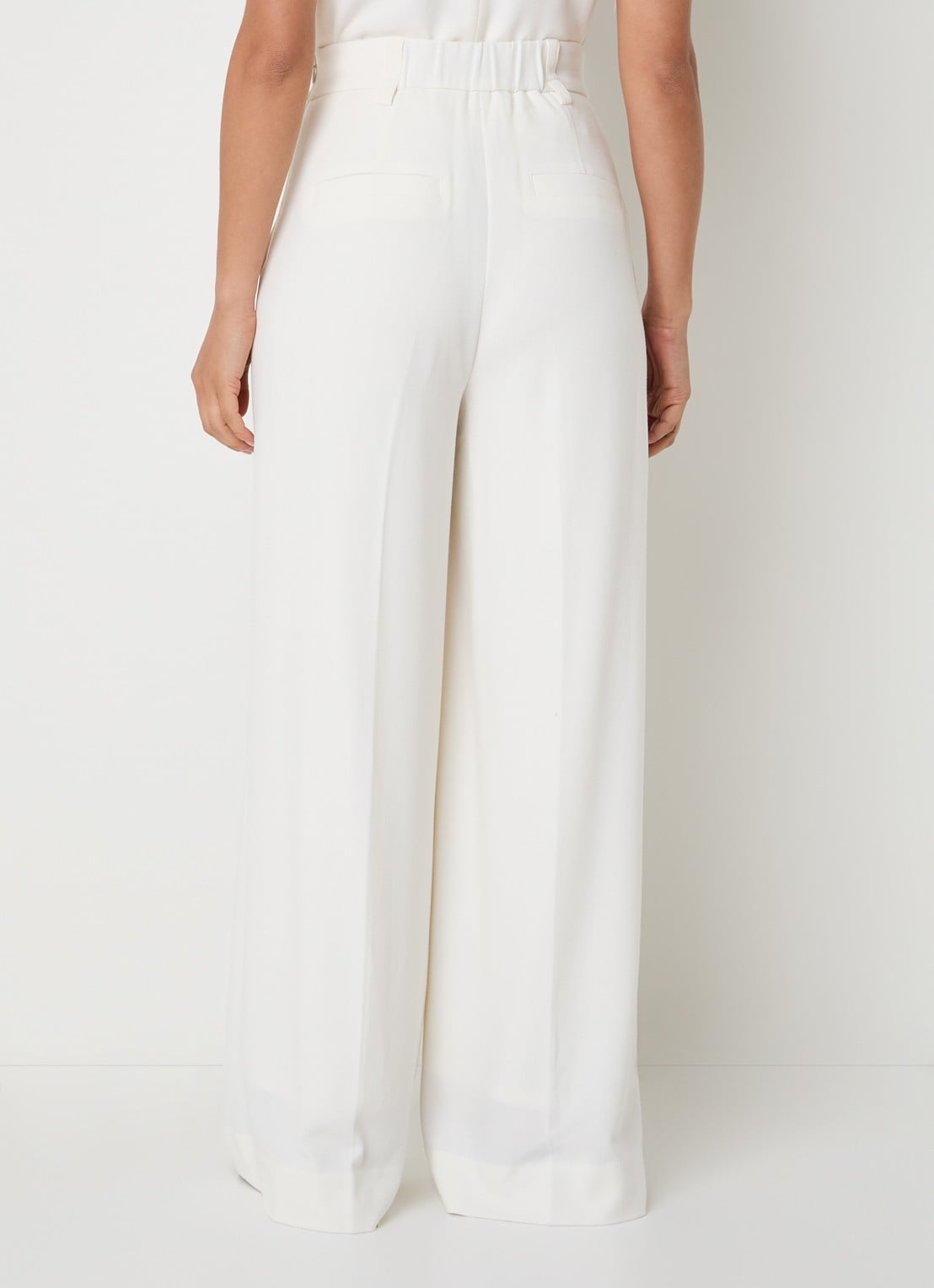 JOSH V Essa high waist straight fit pantalon met siernaad - achterkant 2 gebroken wit