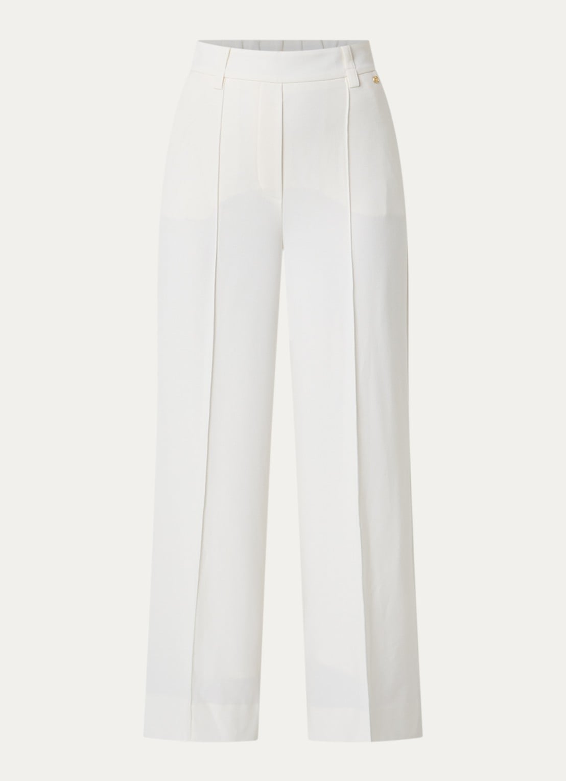 JOSH V Essa high waist straight fit pantalon met siernaad - voorkant 3 gebroken wit