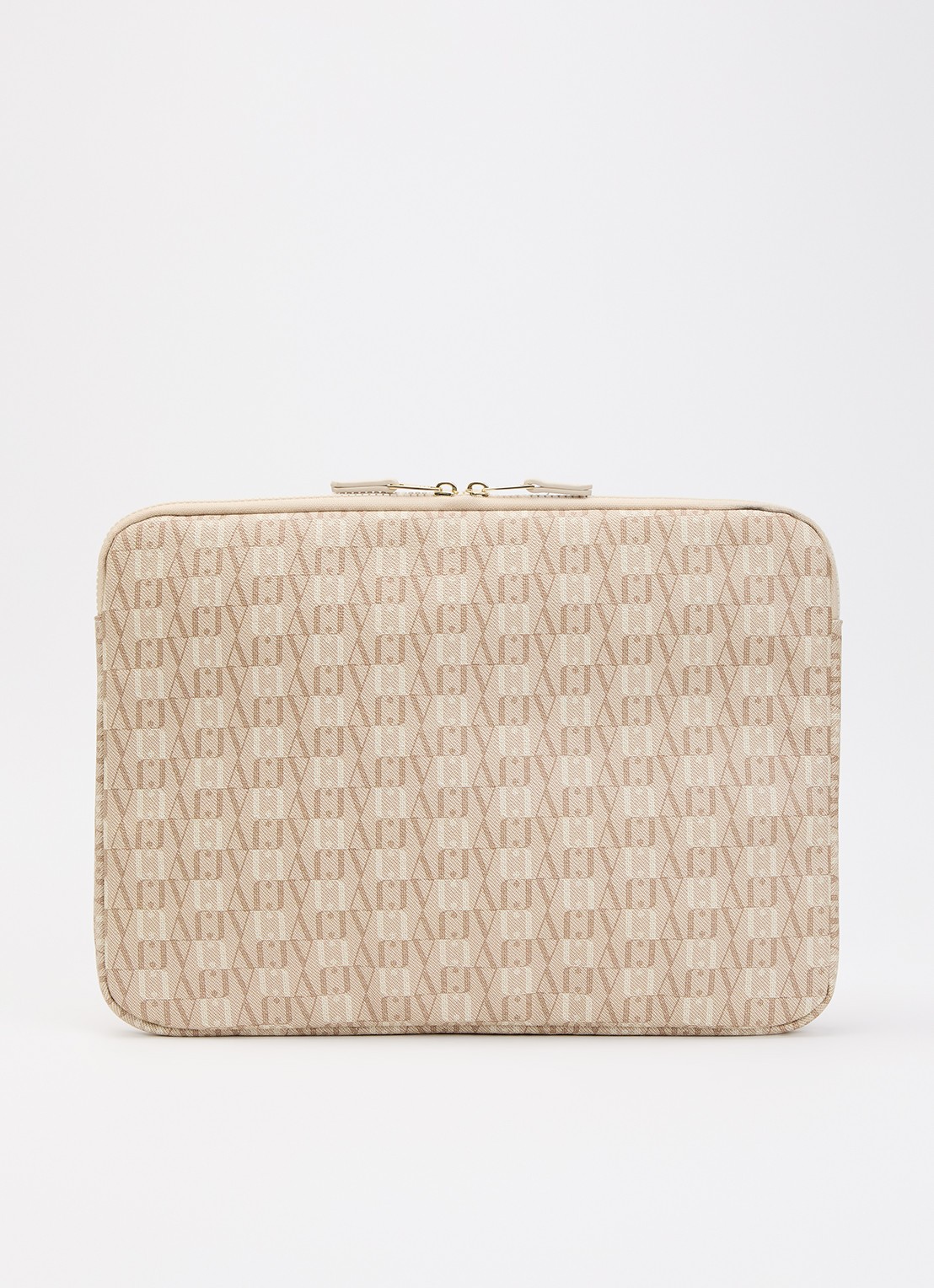 JOSH V Felicia laptophoes met logoprint 15 inch  - voorkant beige
