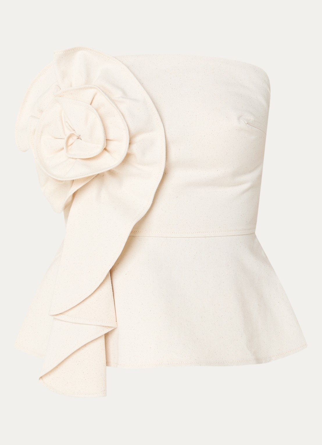 JOSH V Ferra strapless top van denim met applicatie - voorkant creme