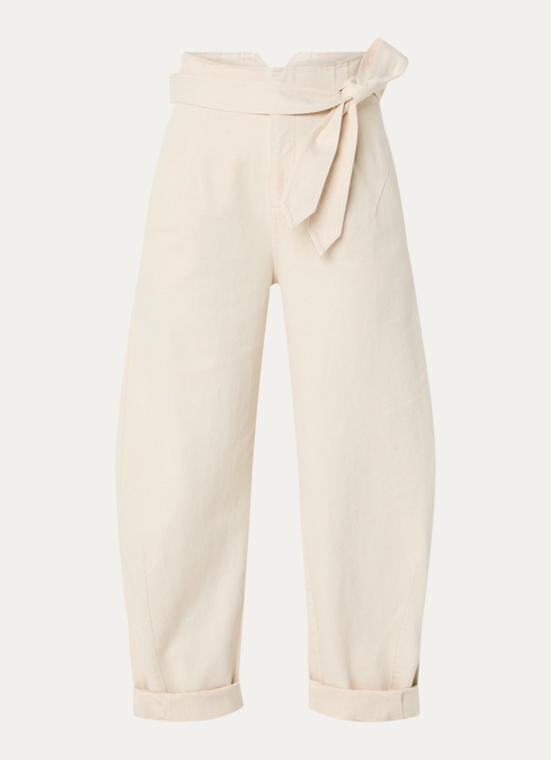 JOSH V High waist wide fit jeans met ceintuur - voorkant 3 creme