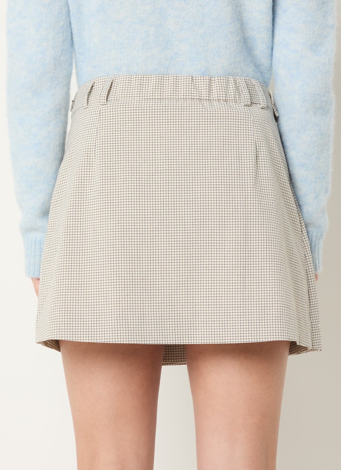 JOSH V Isadee mini plooirok met ruitprint - achterkant 2 beige