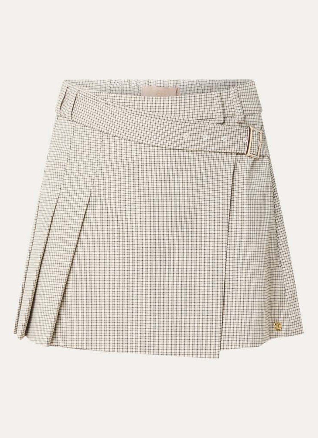JOSH V Isadee mini plooirok met ruitprint - voorkant 3 beige