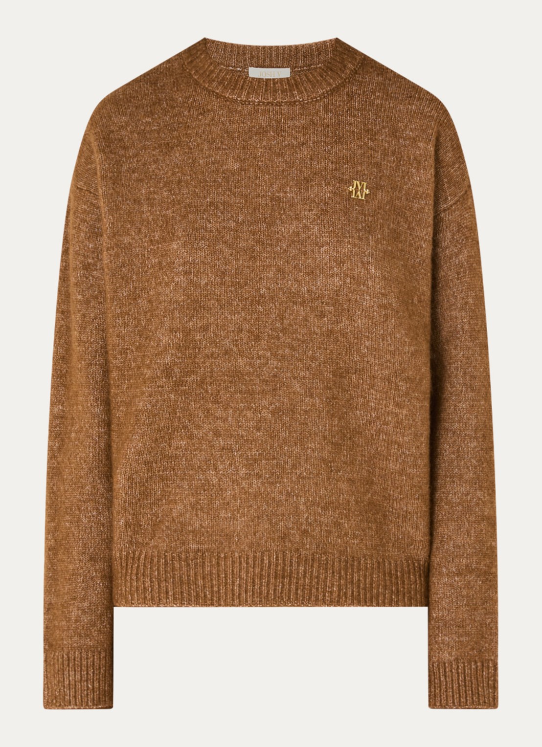 JOSH V Ize fijngebreide trui in alpaca wolblend - voorkant 3 cognac