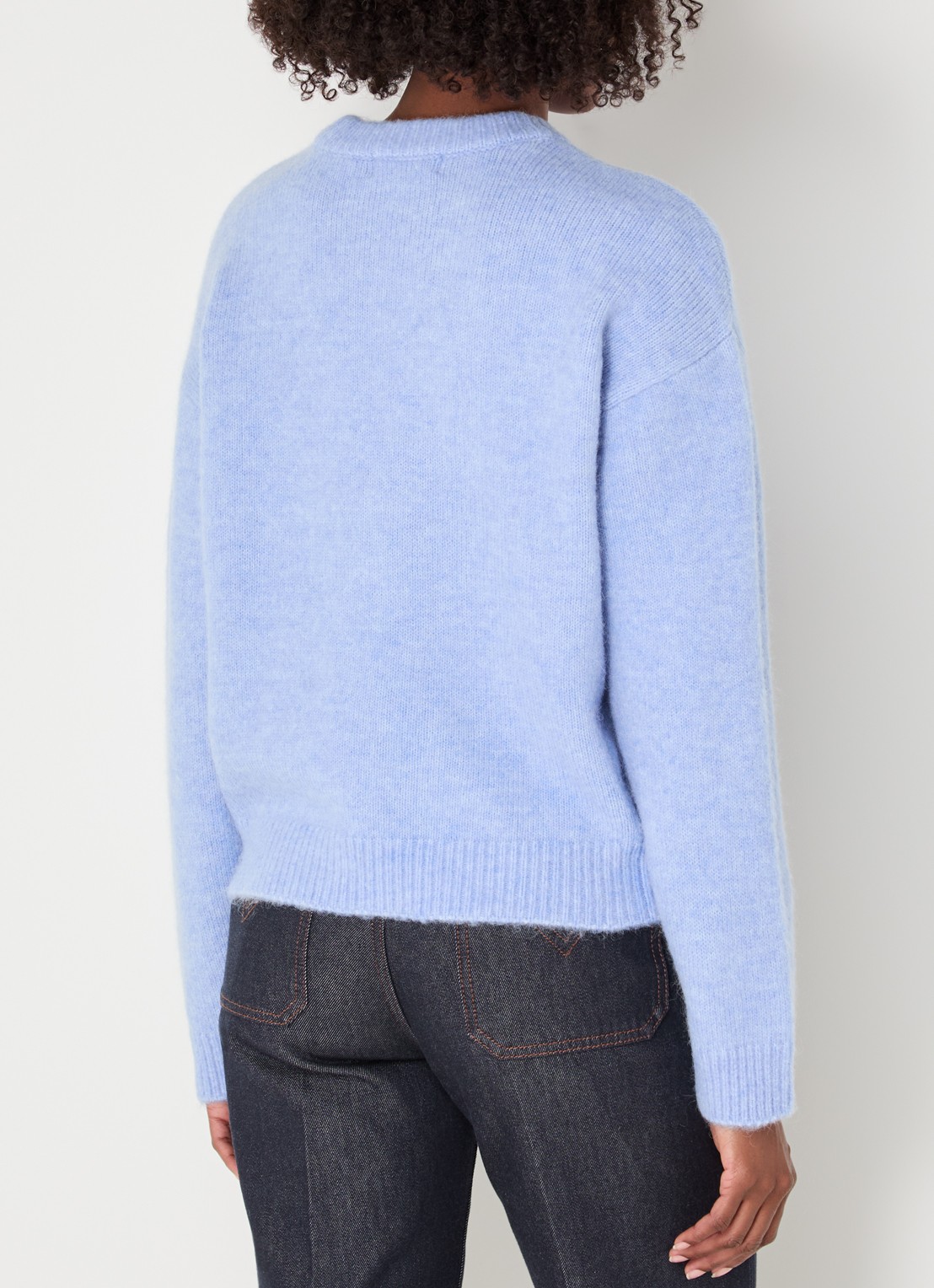 JOSH V Ize fijngebreide trui in alpaca wolblend - achterkant 2 blauw