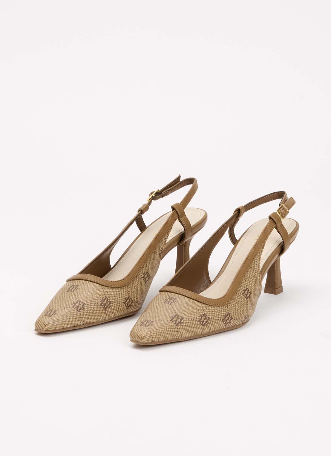 JOSH V Jinthe slingback met logoprint - detail 2 lichtbruin