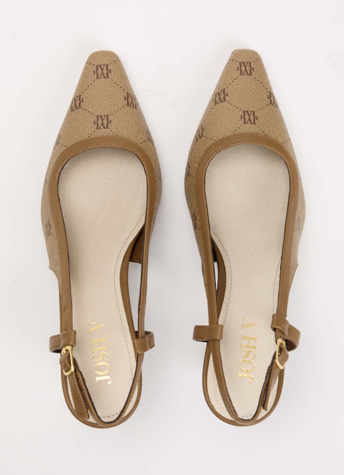 JOSH V Jinthe slingback met logoprint - detail 3 lichtbruin