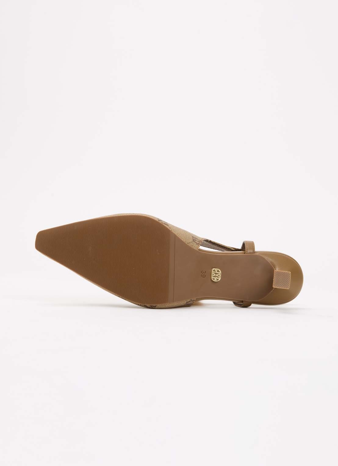 JOSH V Jinthe slingback met logoprint - detail 4 lichtbruin