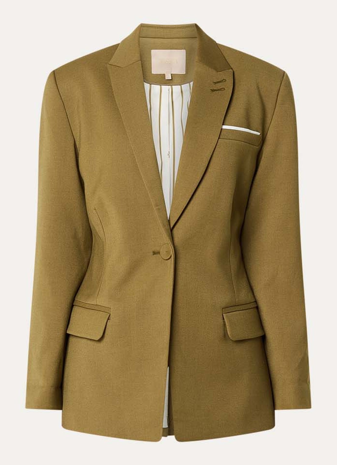 JOSH V Kanan getailleerde blazer met schoudervulling  - voorkant 2 mosgroen