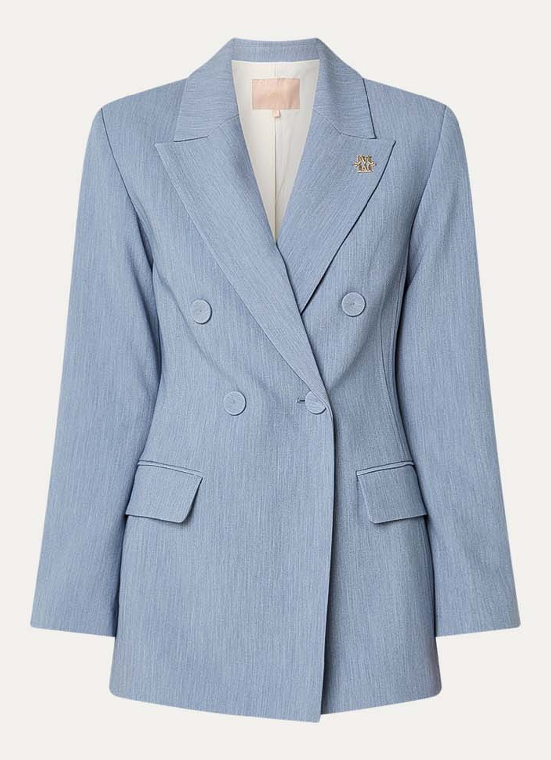 JOSH V Kassidy double-breasted blazer met klepzakken - voorkant 2 staalblauw