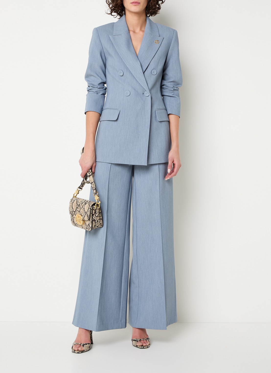 JOSH V Kassidy double-breasted blazer met klepzakken - voorkant 3 staalblauw