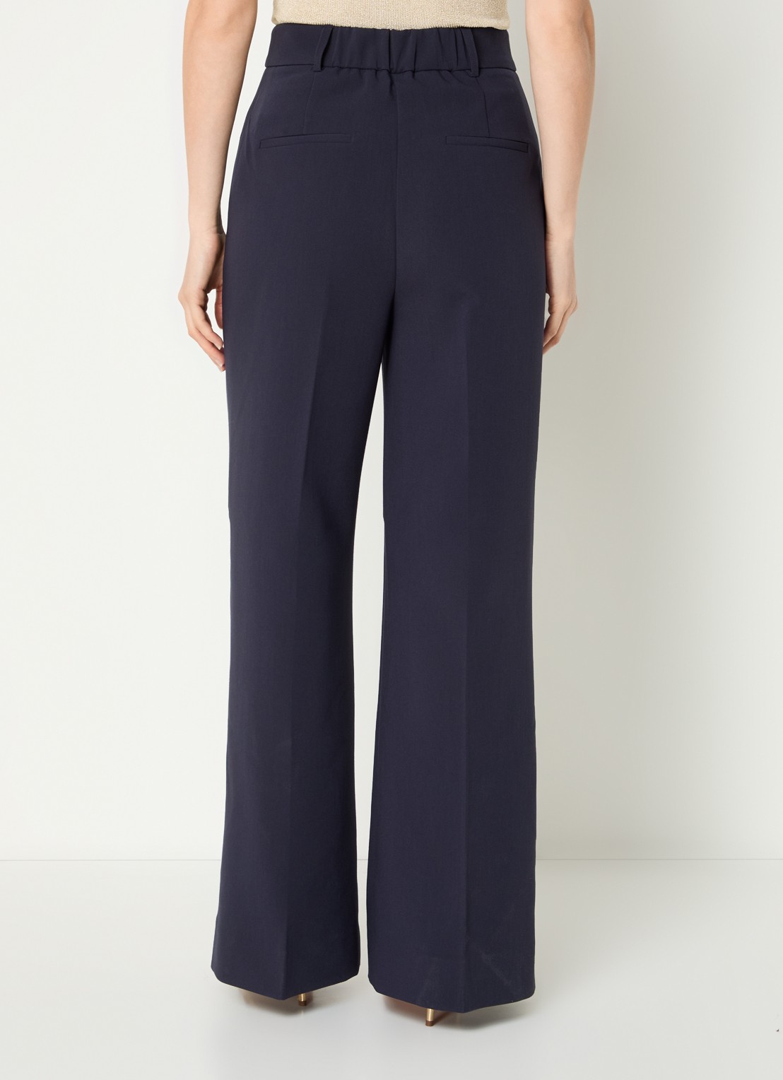 JOSH V Kate high waist wide fit pantalon met steekzakken - achterkant 4 donkerblauw