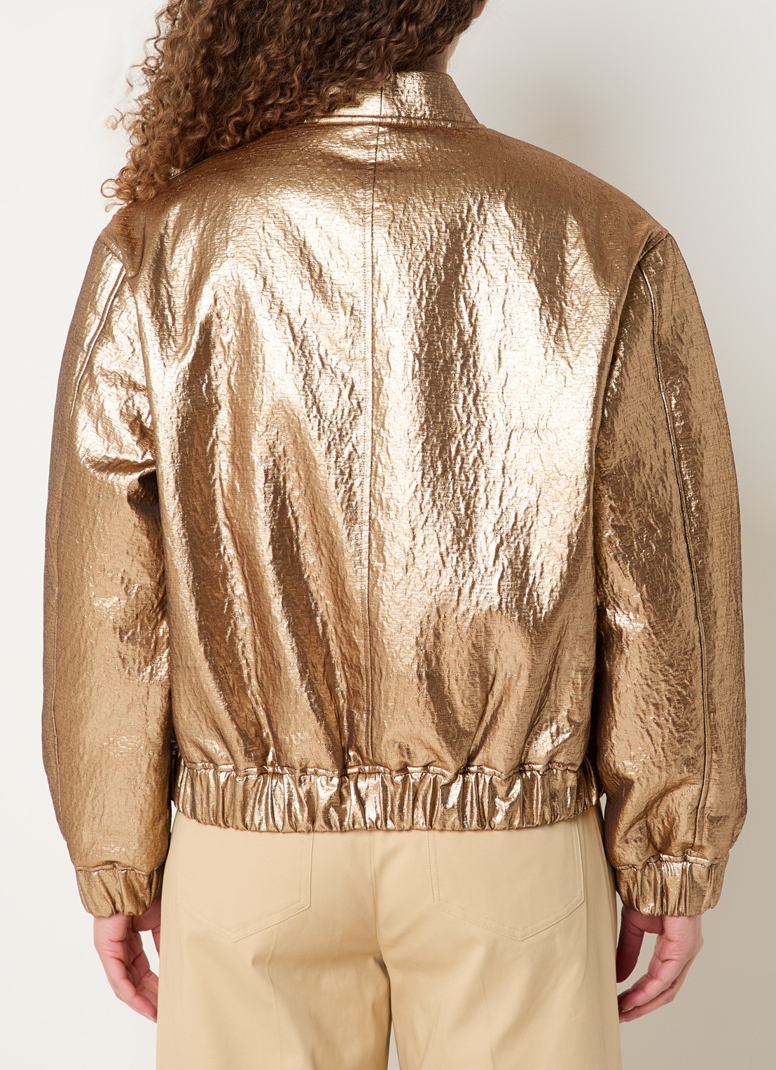 JOSH V Kelsey gewatteerd bomberjack met klepzakken en metallic finish - achterkant goud