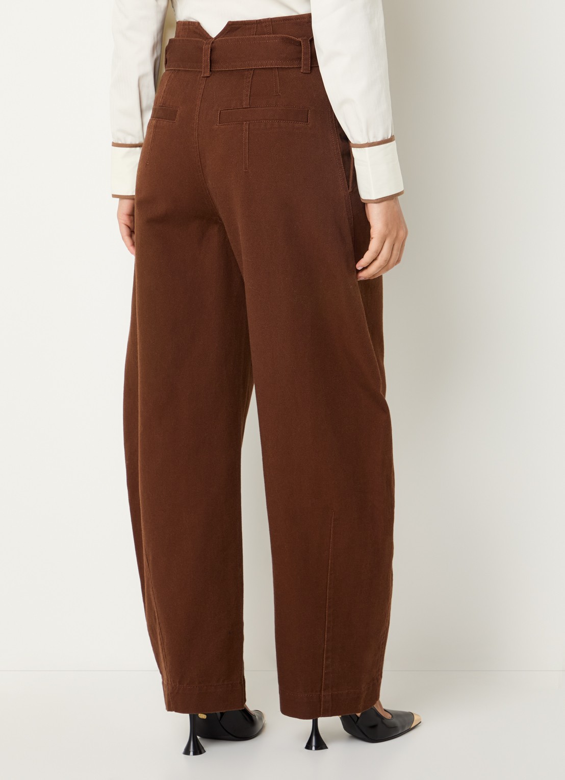 JOSH V Kian high waist tapered jeans met gekleurde wassing - achterkant bruin