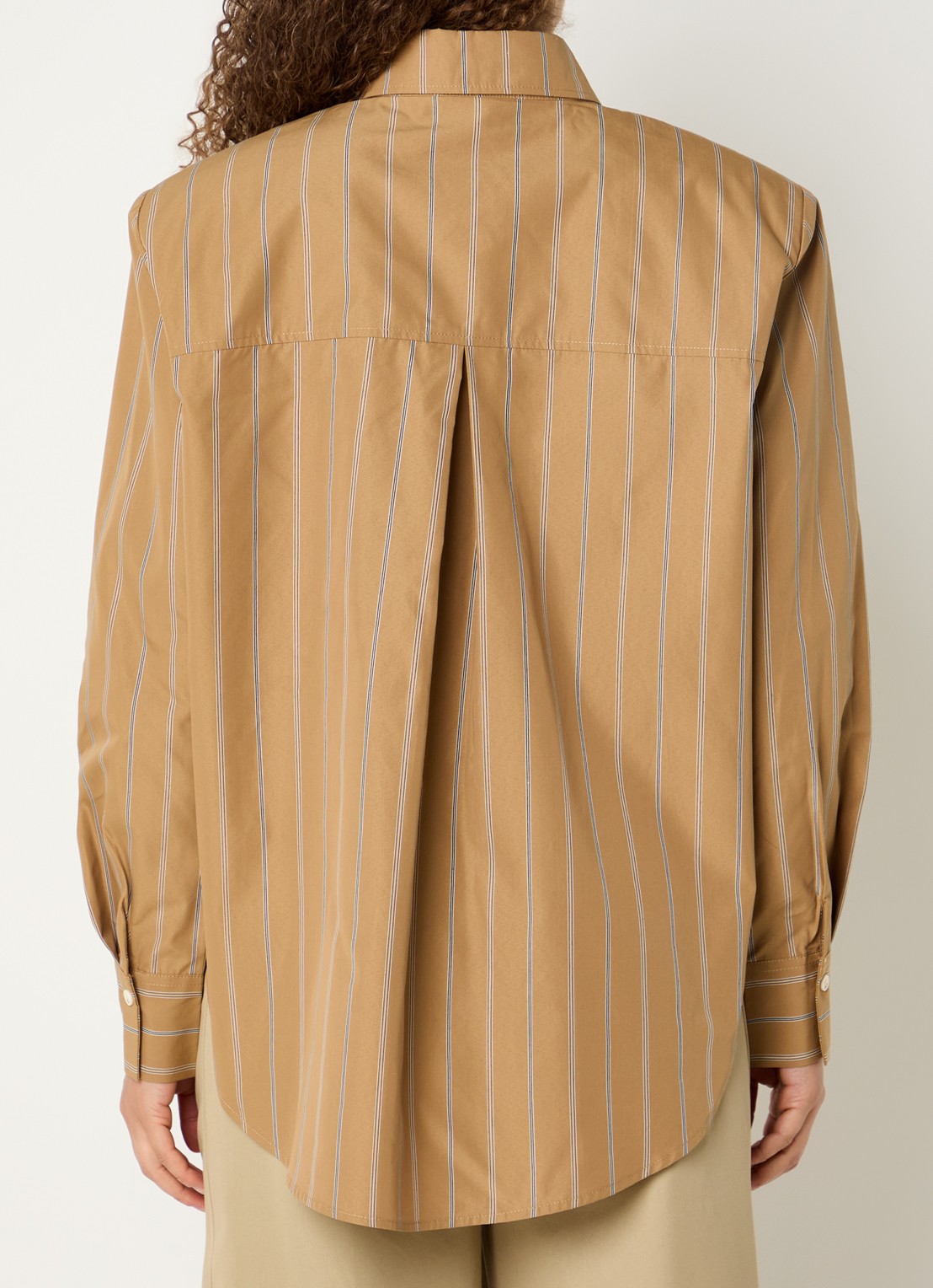 JOSH V Kolly blouse met streepprint en schoudervulling - achterkant 2 camel
