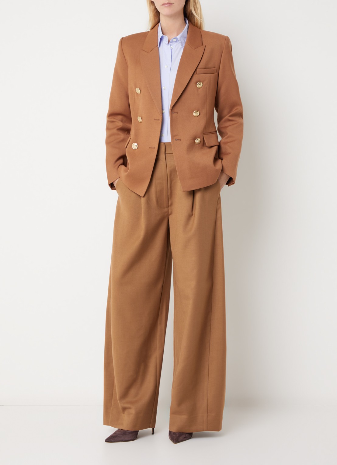 JOSH V Kyle high waist balloon fit pantalon met steekzakken - voorkant 3 cognac