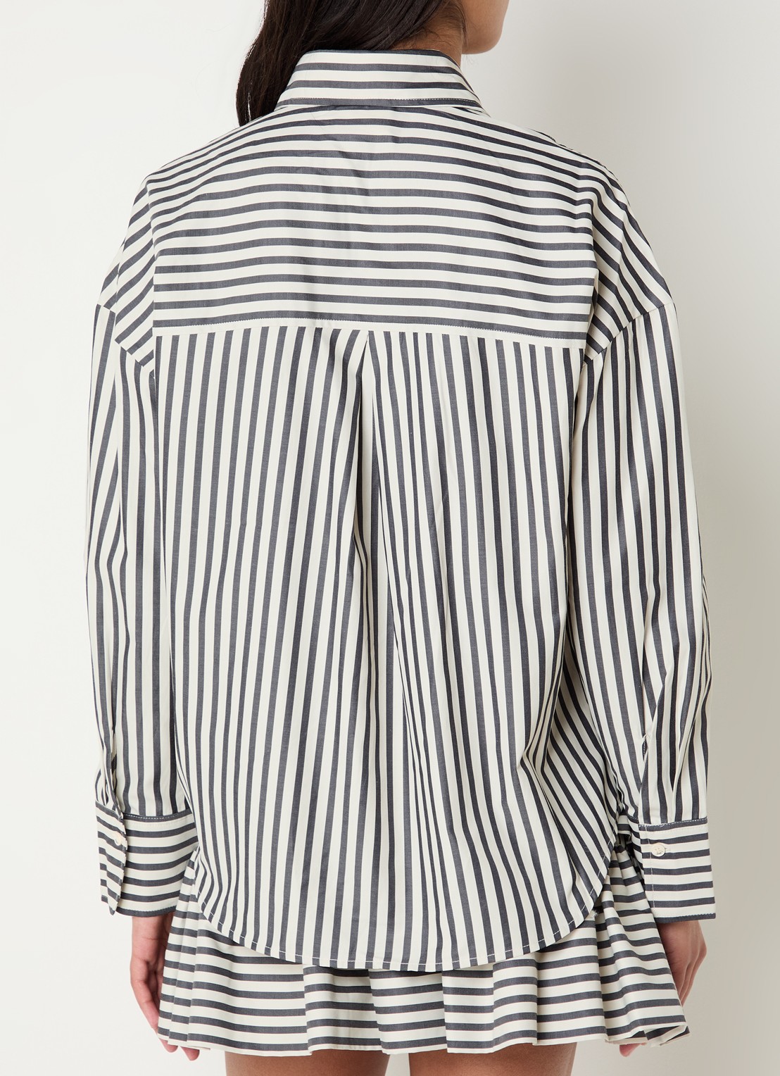 JOSH V Lexx blouse met streepprint en borstzak - achterkant 4 donkerblauw