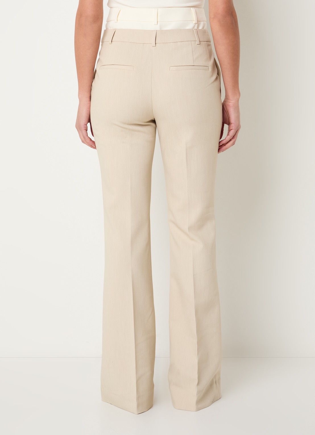 JOSH V Liora high waist flared fit pantalon met steekzakken - achterkant 4 beige