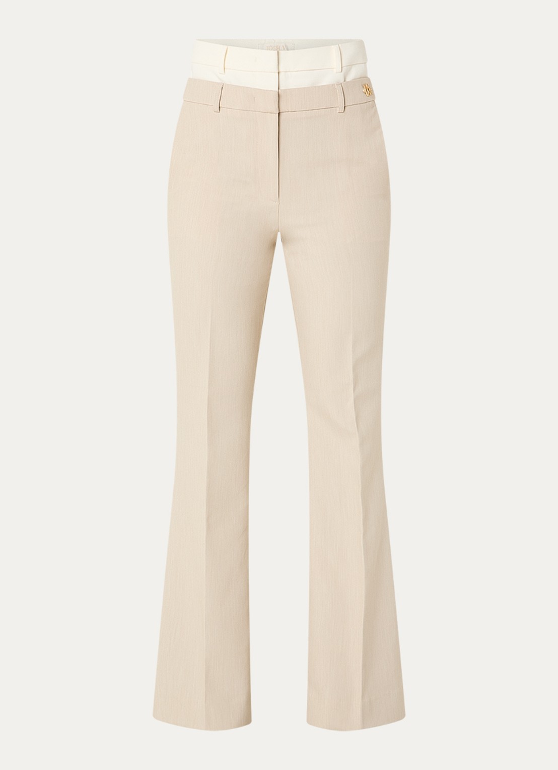 JOSH V Liora high waist flared fit pantalon met steekzakken - voorkant beige