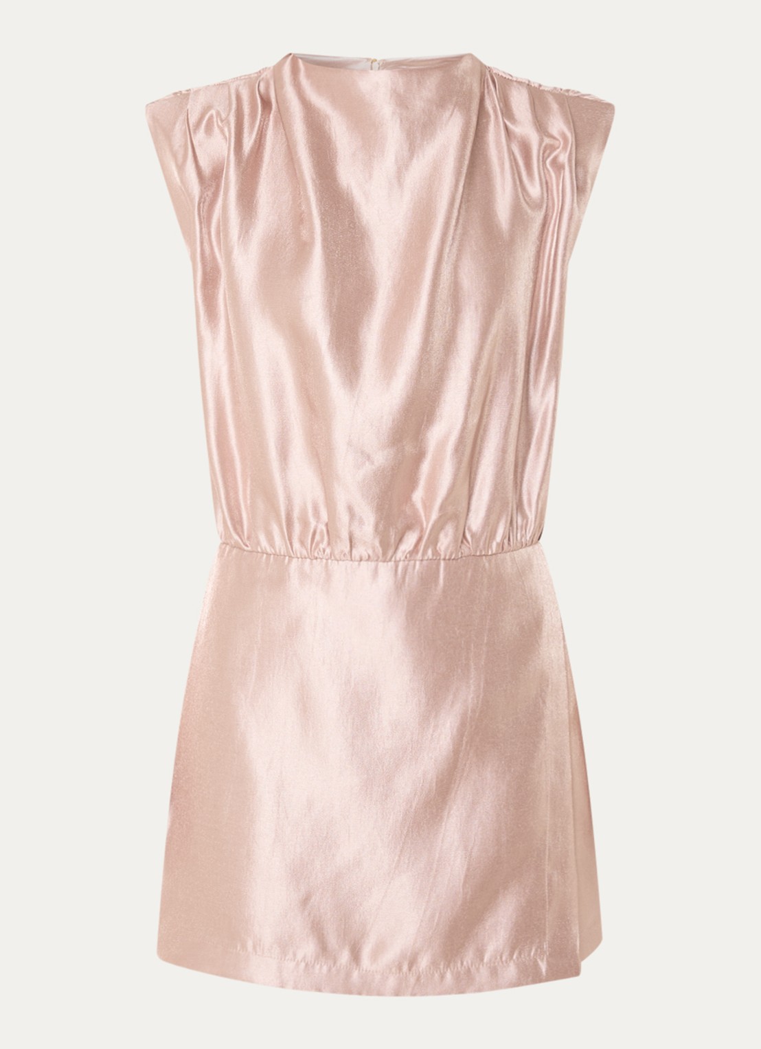 JOSH V Lira playsuit van satijn met plooidetail - voorkant 3 oudroze