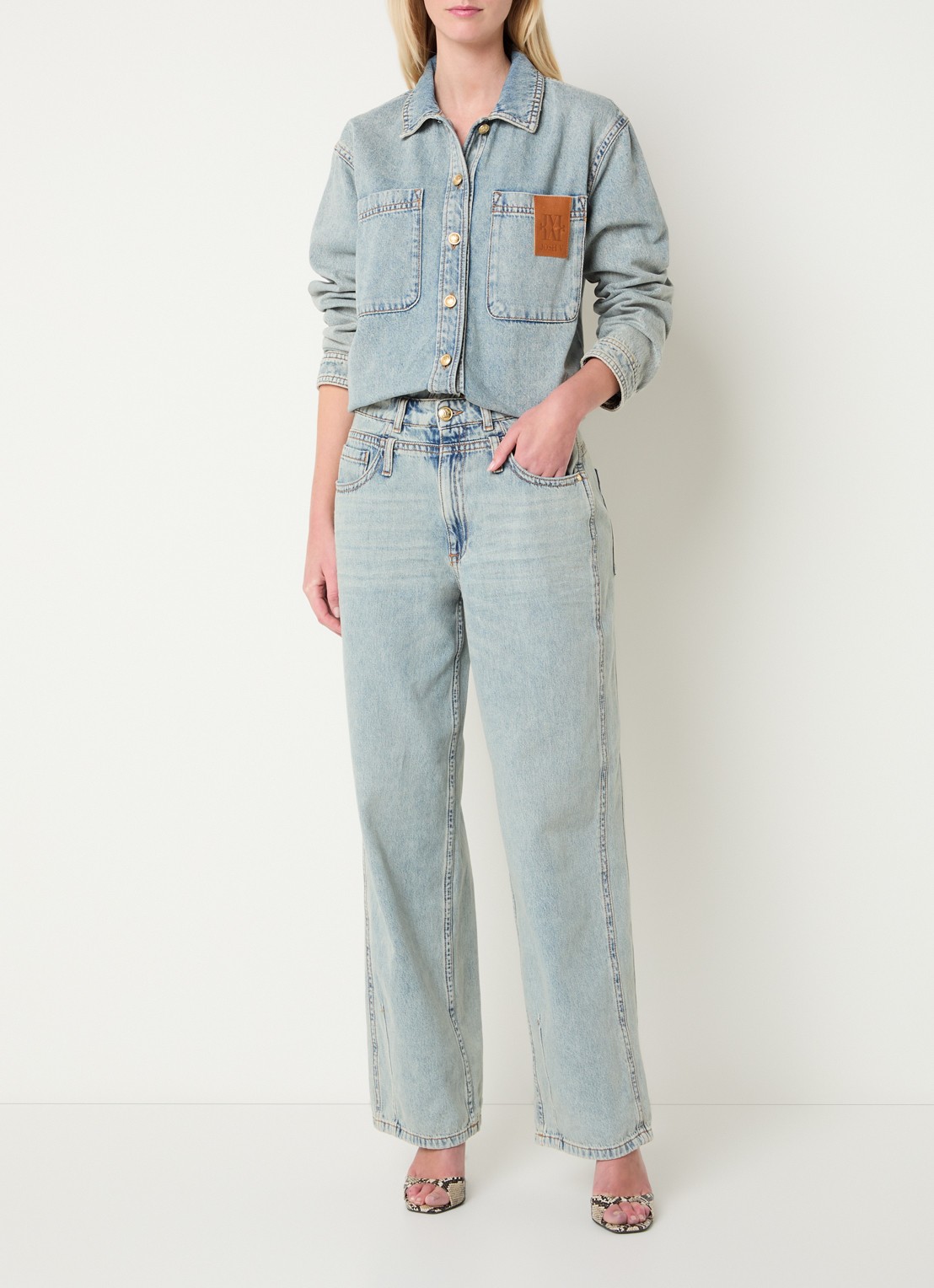 JOSH V Louella mid waist straight leg jeans met lichte wassing - voorkant 5 indigo