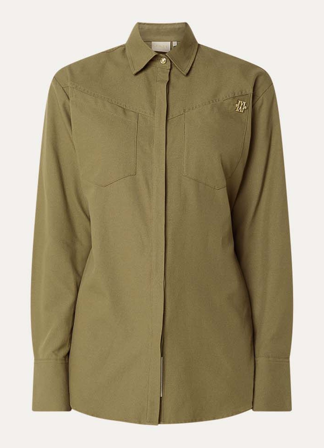 JOSH V Lourdes blouse met opgestikte zakken - voorkant 3 mosgroen
