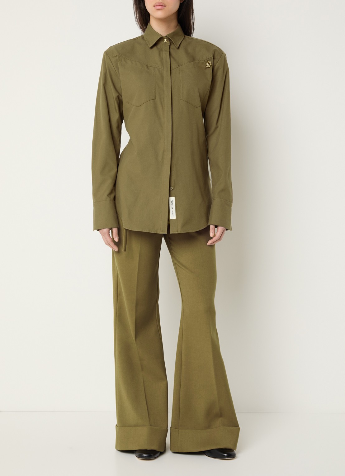 JOSH V Lourdes blouse met opgestikte zakken - voorkant 4 mosgroen