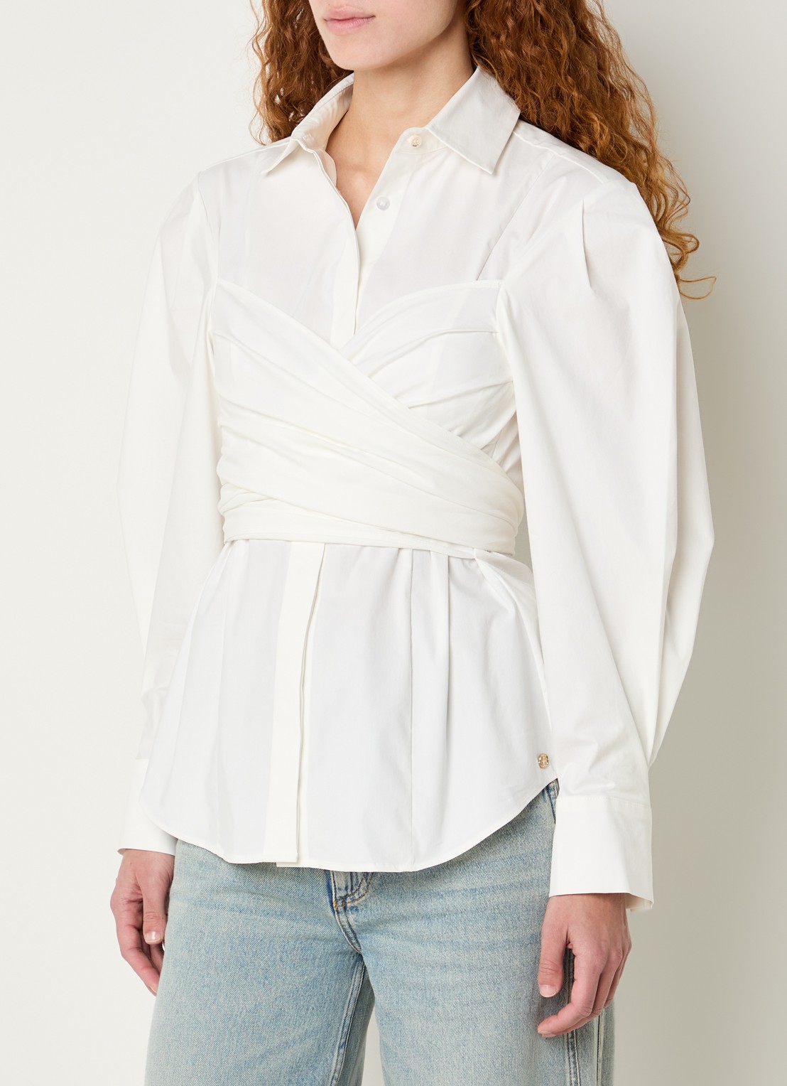 JOSH V Luann blouse met gestrikt detail - detail 4 gebroken wit
