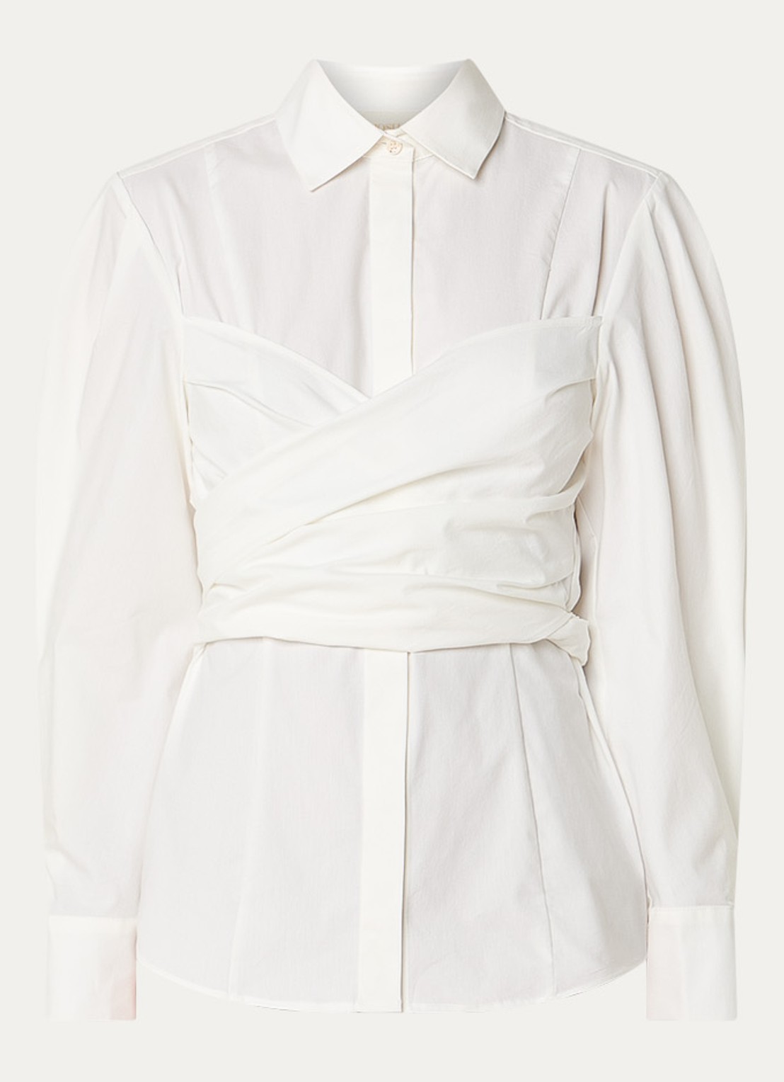 JOSH V Luann blouse met gestrikt detail - voorkant gebroken wit