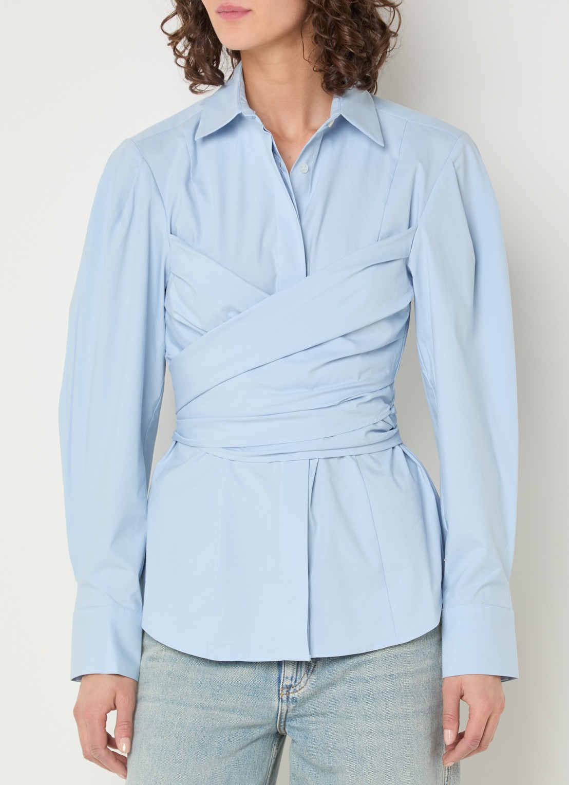 JOSH V Luann blouse met gestrikt detail - achterkant 4 lichtblauw