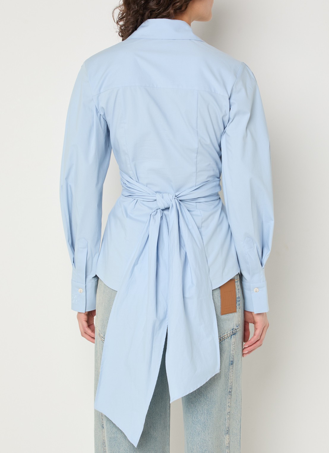 JOSH V Luann blouse met gestrikt detail - detail 3 lichtblauw