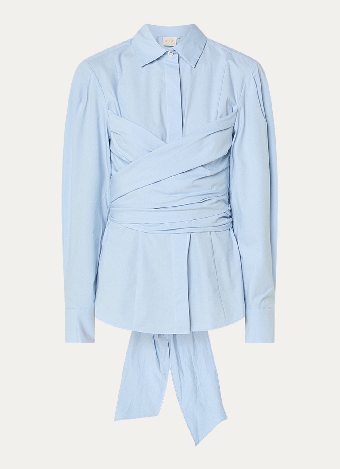 JOSH V Luann blouse met gestrikt detail - voorkant lichtblauw