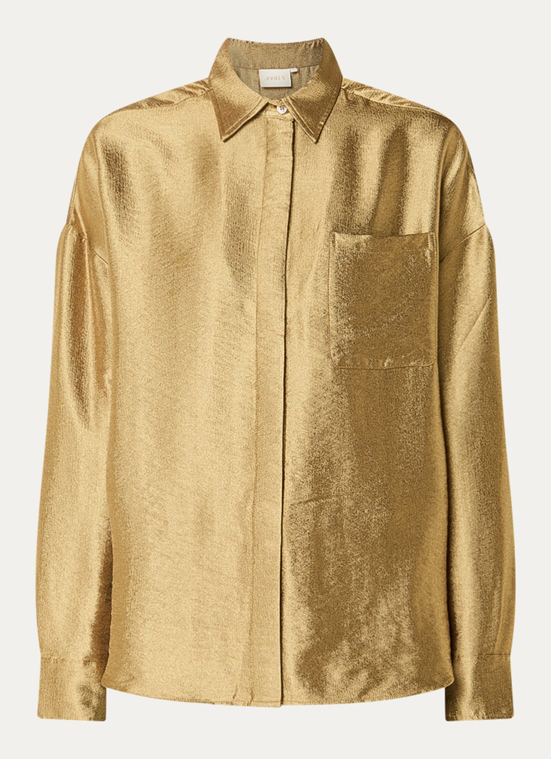 JOSH V Lucilla blouse met borstzak en metallic finish - voorkant 2 goud
