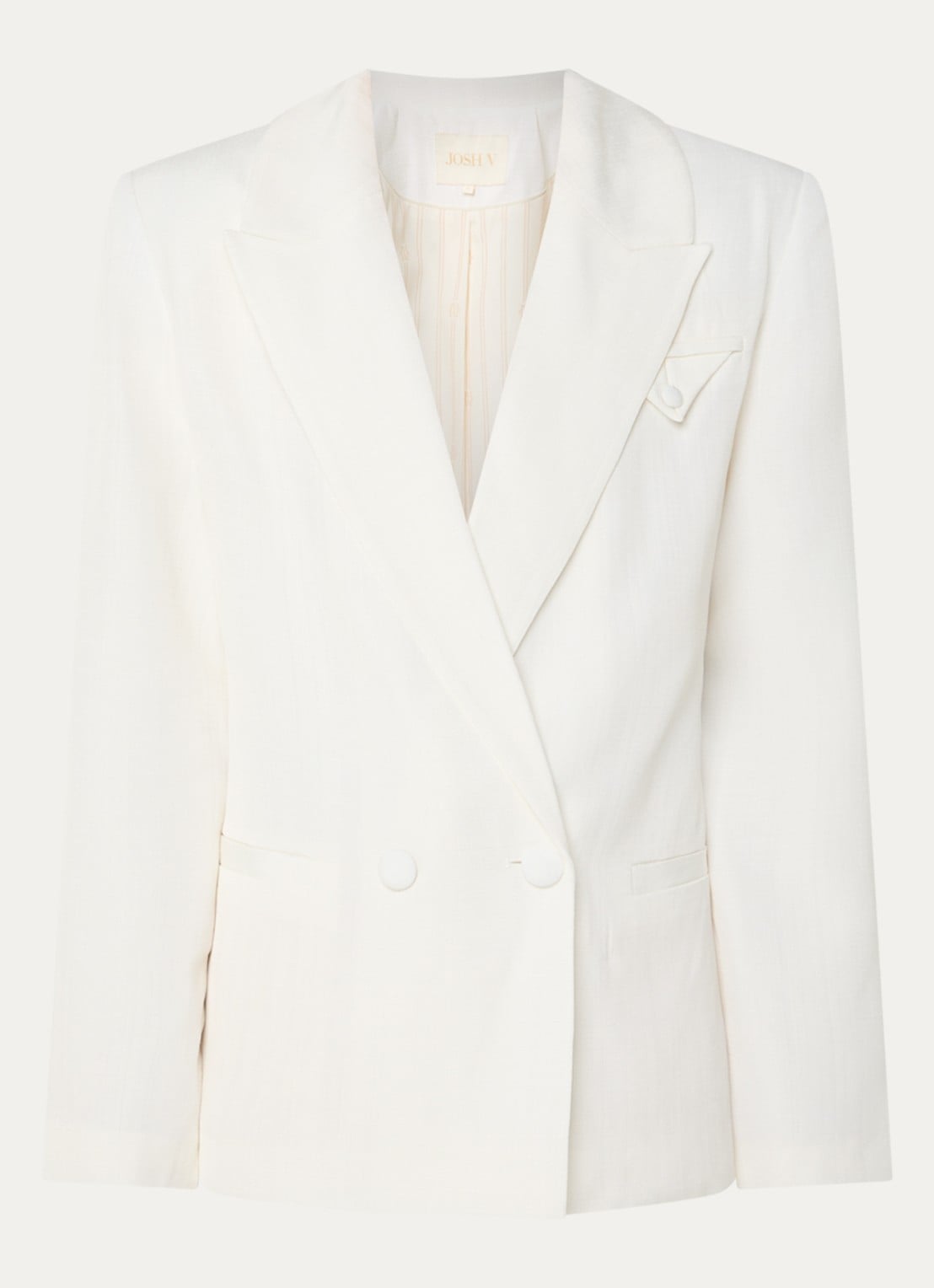 JOSH V Malena double-breasted blazer met steekzakken - voorkant 2 gebroken wit
