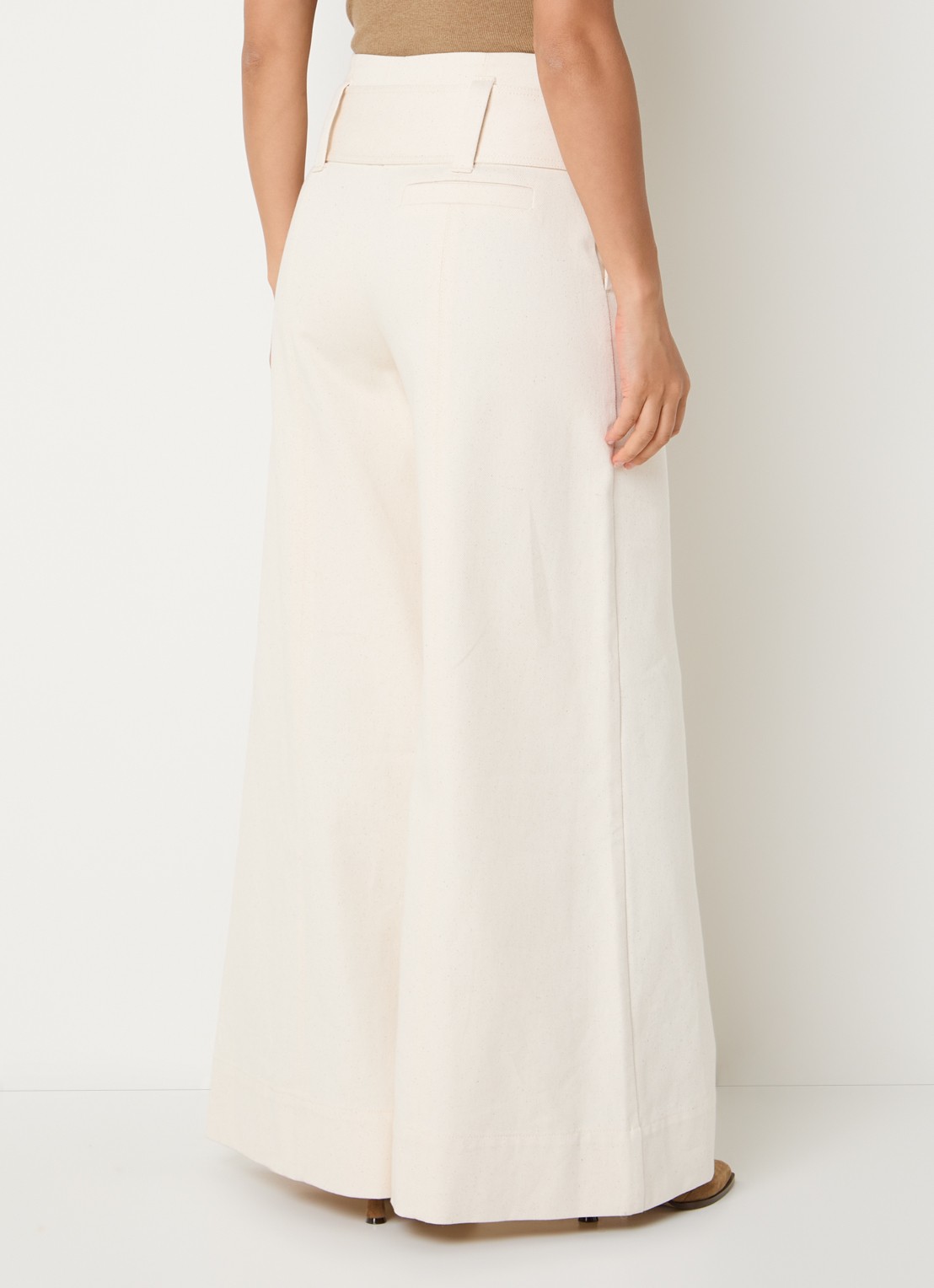 JOSH V Maureen high waist wide leg jeans met ceintuur - achterkant creme