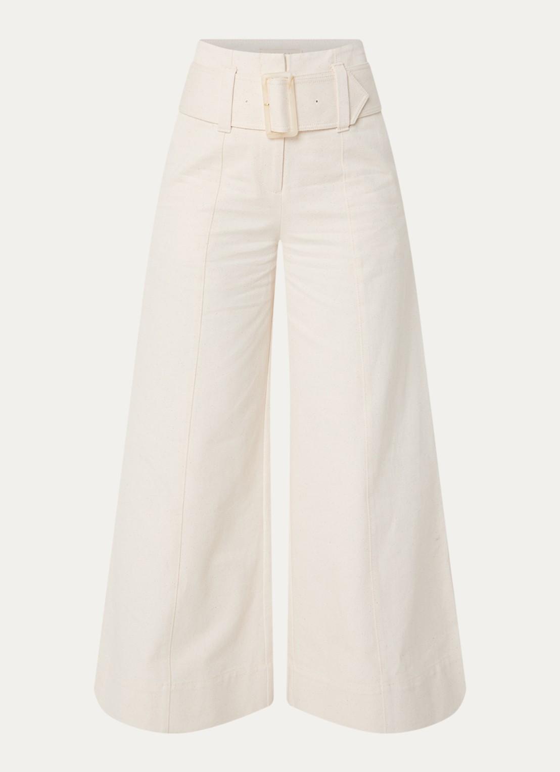 JOSH V Maureen high waist wide leg jeans met ceintuur - voorkant 3 creme