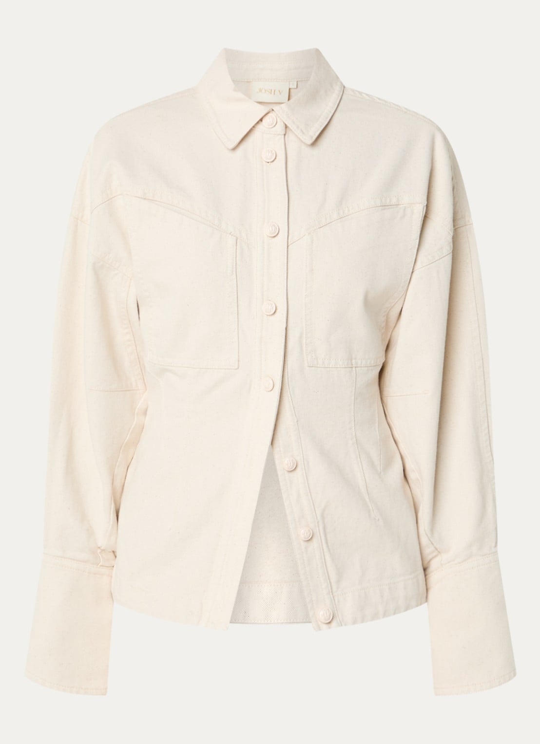 JOSH V Micah blouse van denim met borstzakken - voorkant 3 ivoor