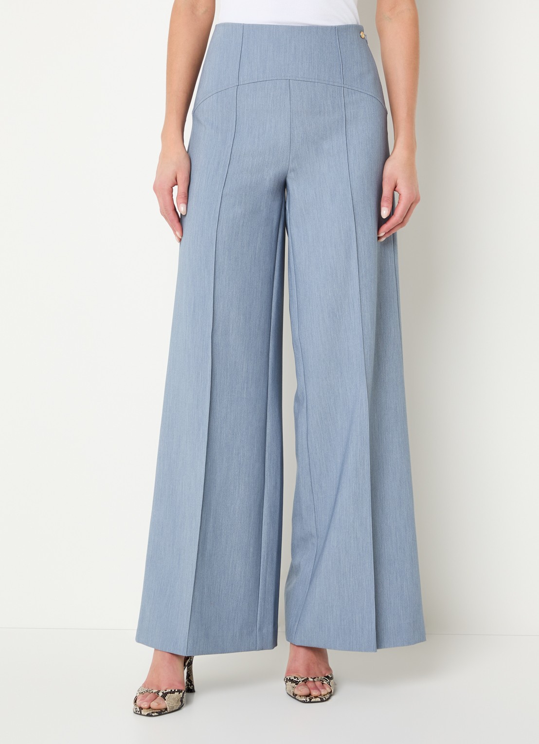 JOSH V Michella high waist wide leg pantalon - detail 2 staalblauw