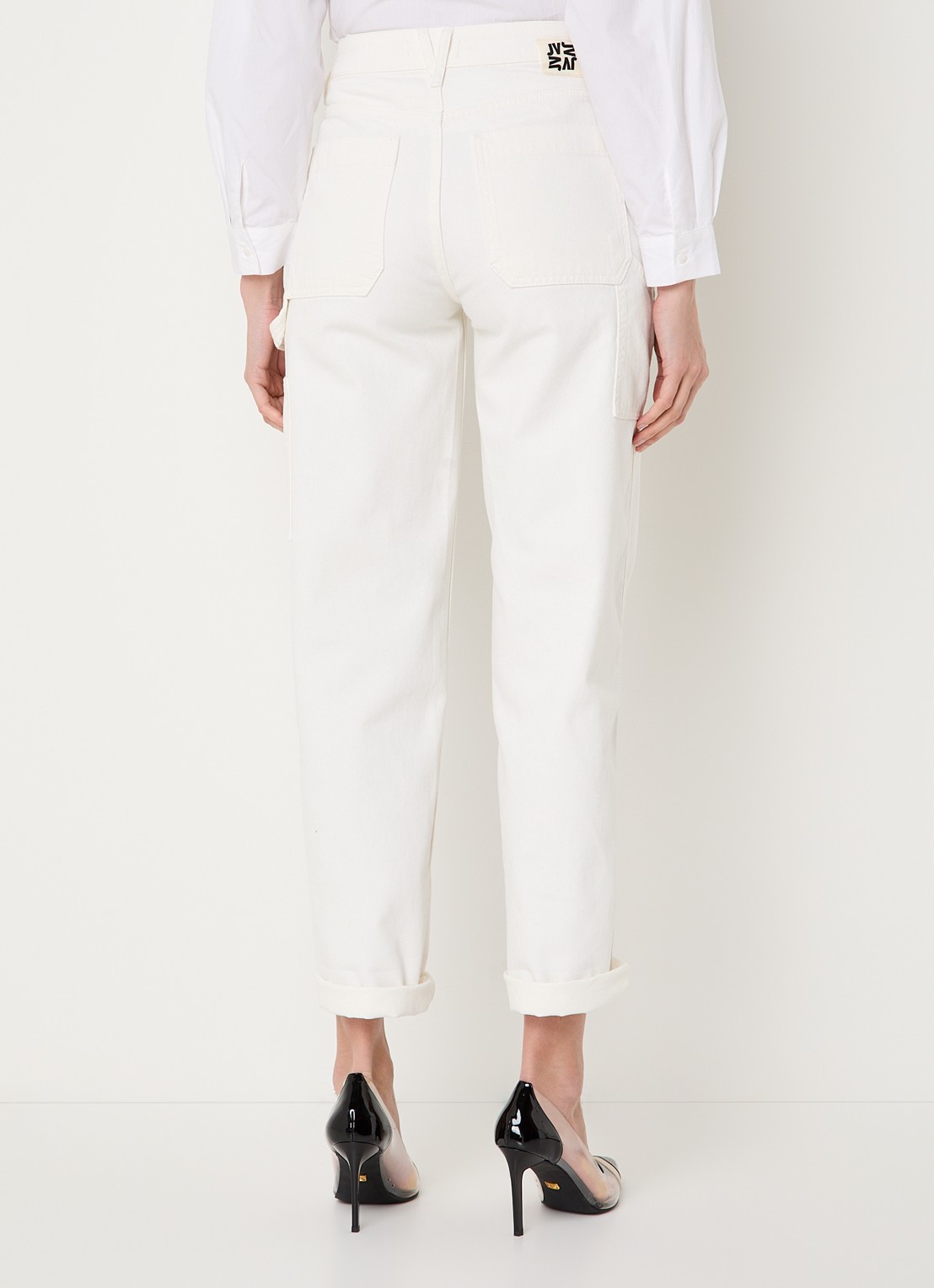 JOSH V Mose high waist straight leg jeans met gekleurde wassing - achterkant 4 gebroken wit