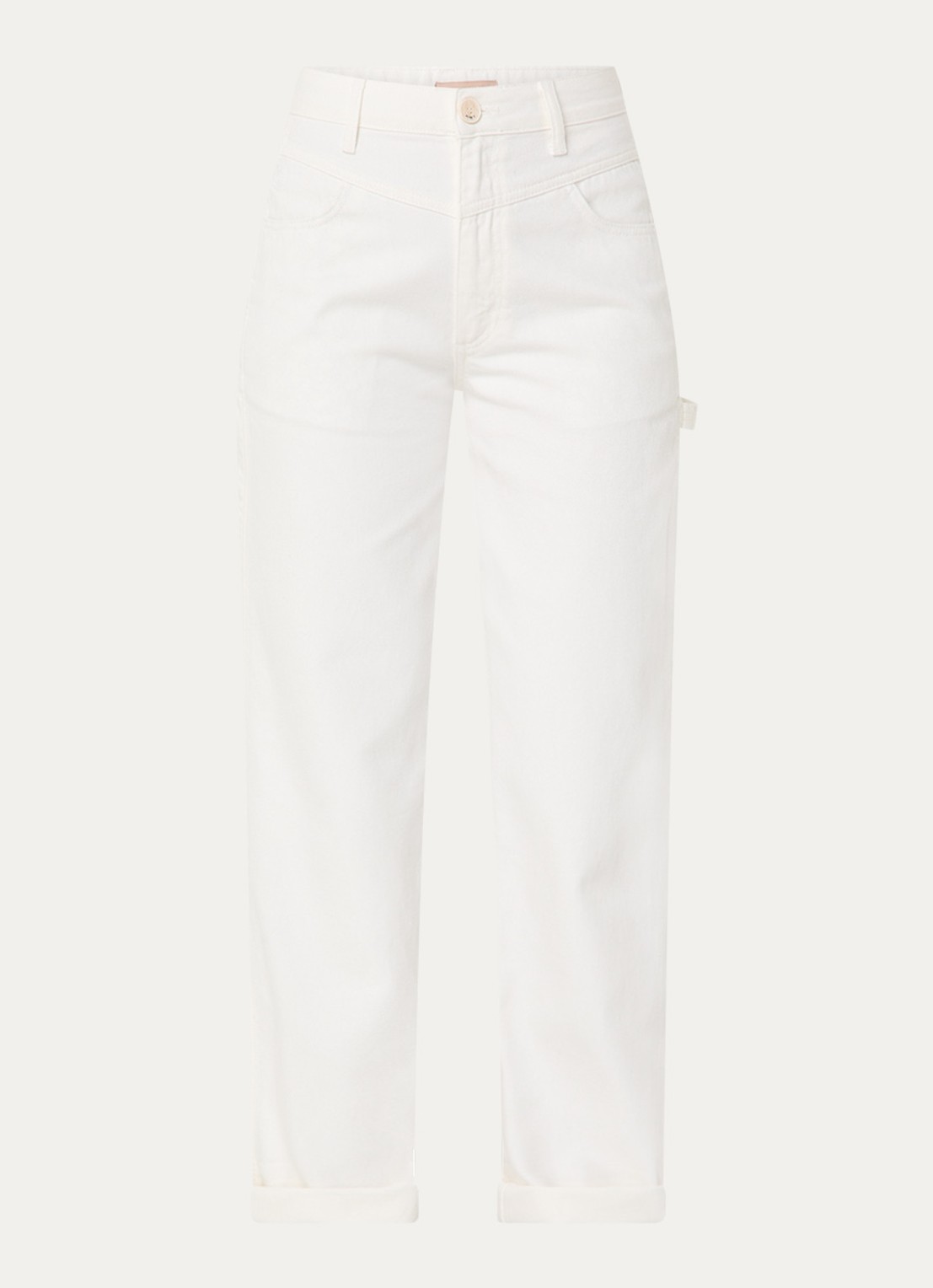 JOSH V Mose high waist straight leg jeans met gekleurde wassing - voorkant gebroken wit