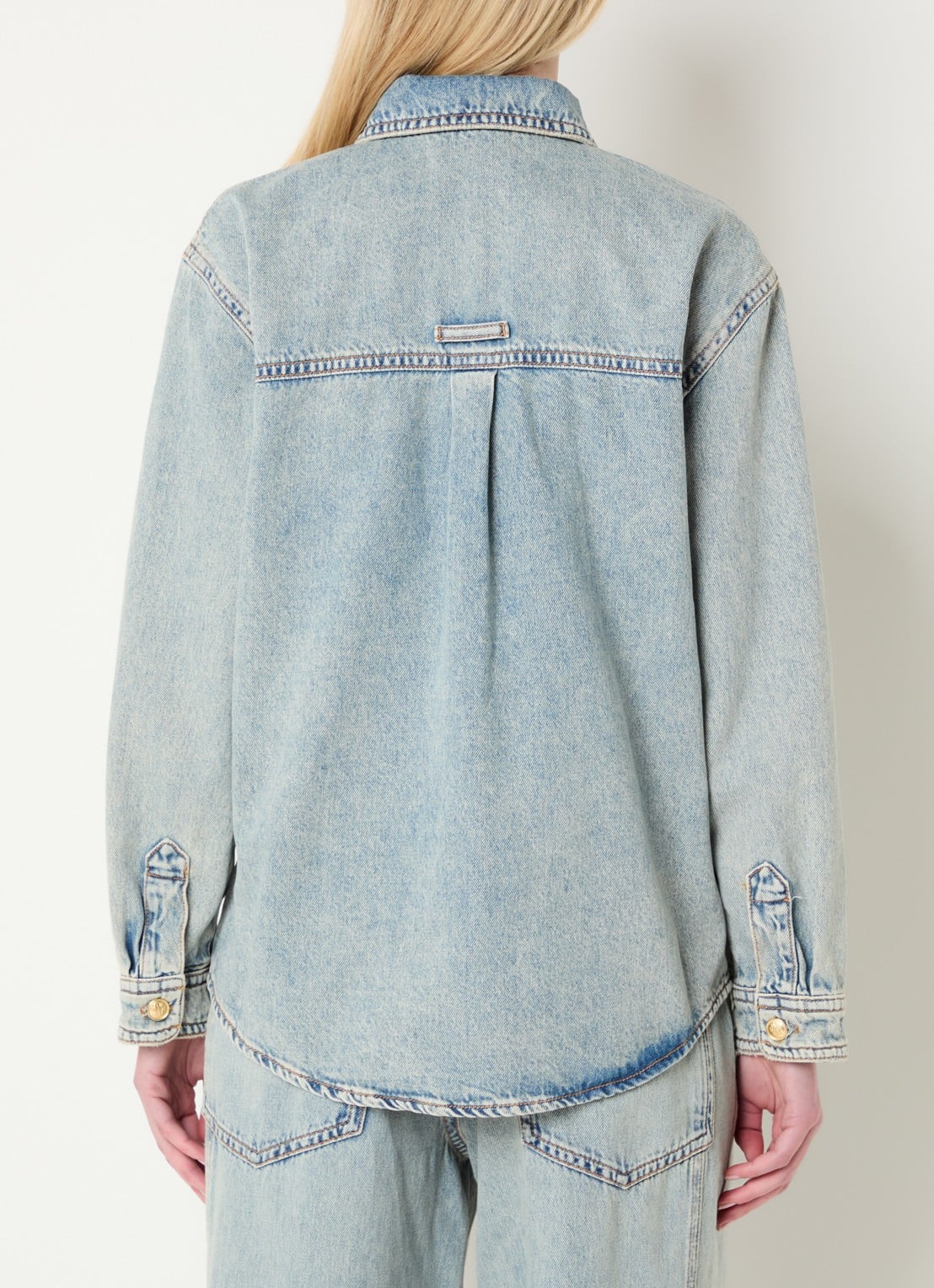 JOSH V Mylessa blouse van denim met logo - achterkant 3 indigo