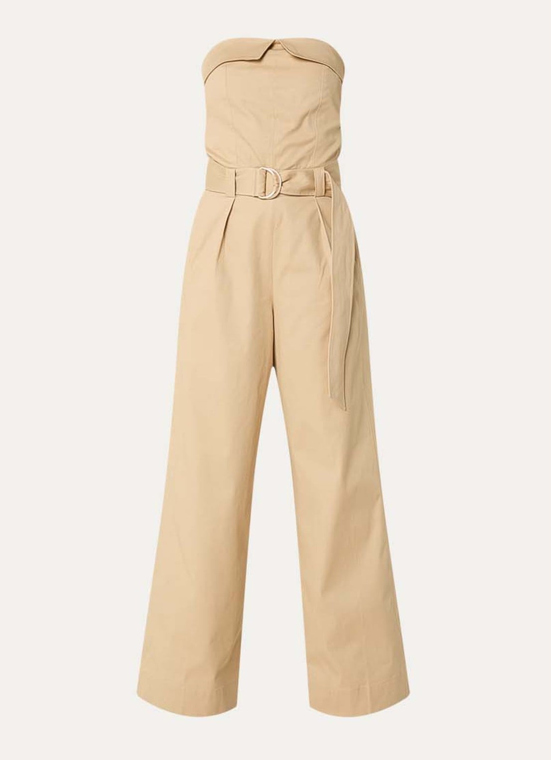 JOSH V Myra loose fit jumpsuit met ceintuur - voorkant 2 camel