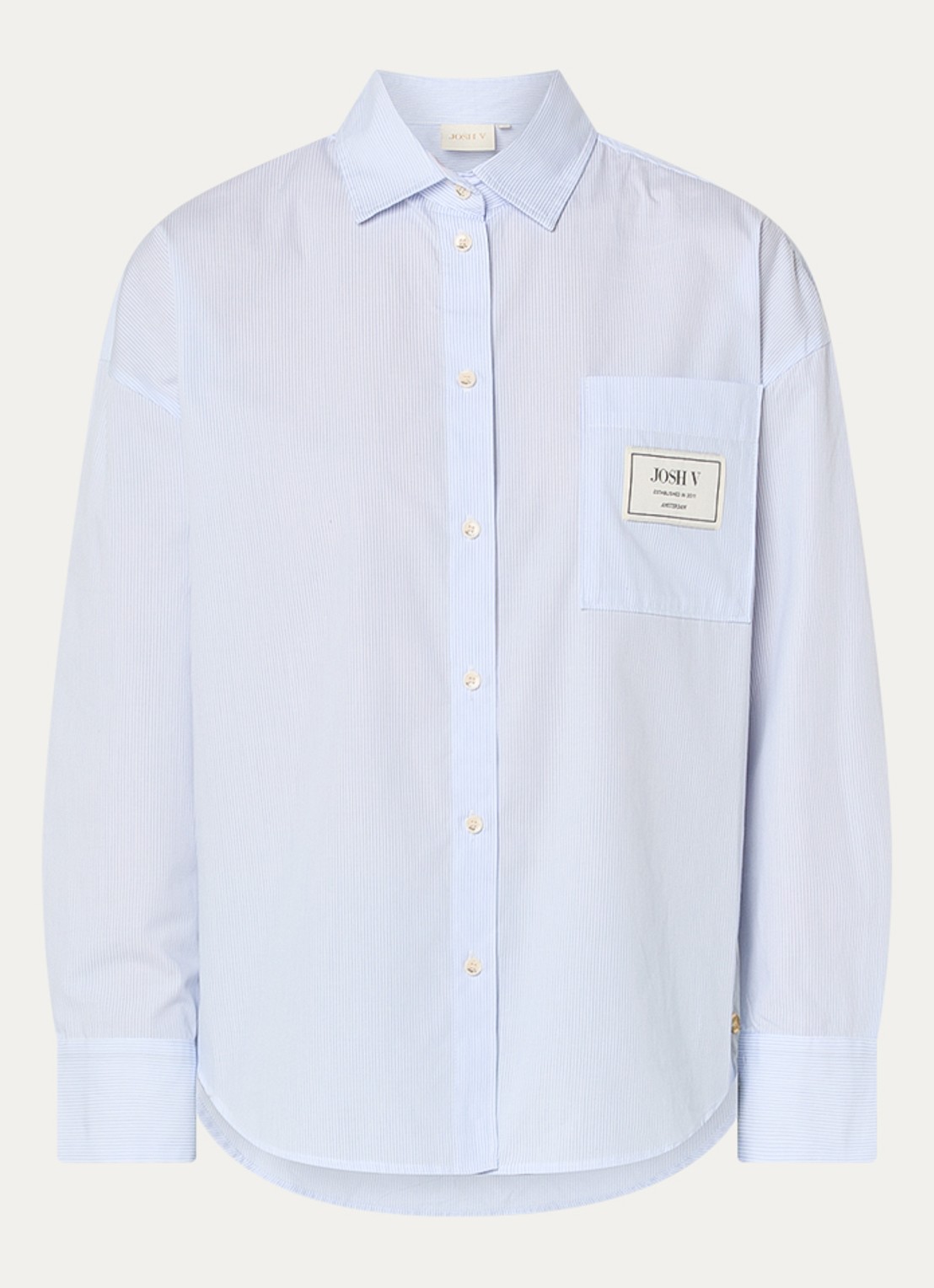 JOSH V Neveah blouse met streepprint en sjaal - voorkant 2 blauw