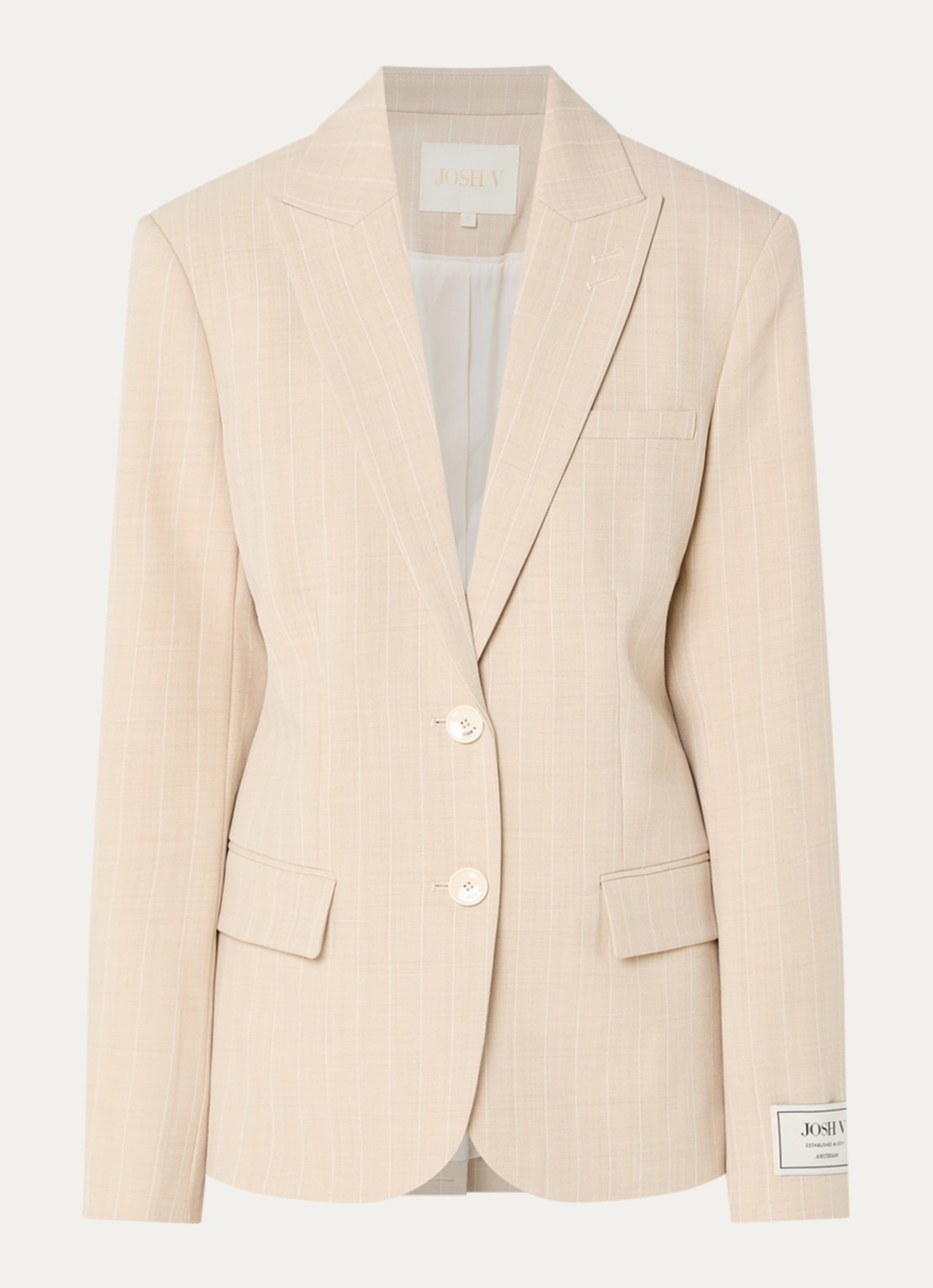 JOSH V Nick blazer met klepzakken en krijtstreep - voorkant 3 beige