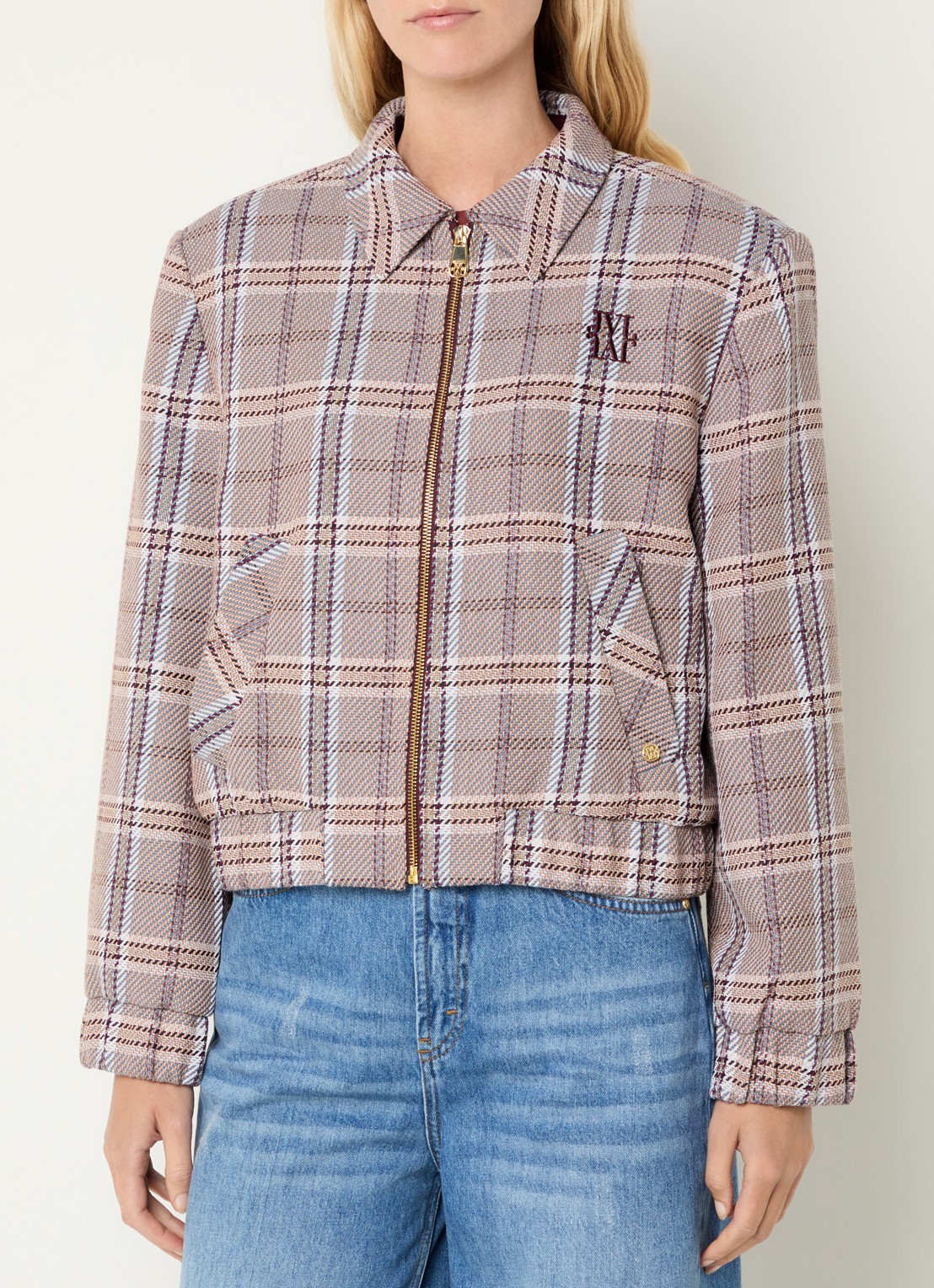JOSH V Pepper jack met ruitdessin - detail bordeauxrood