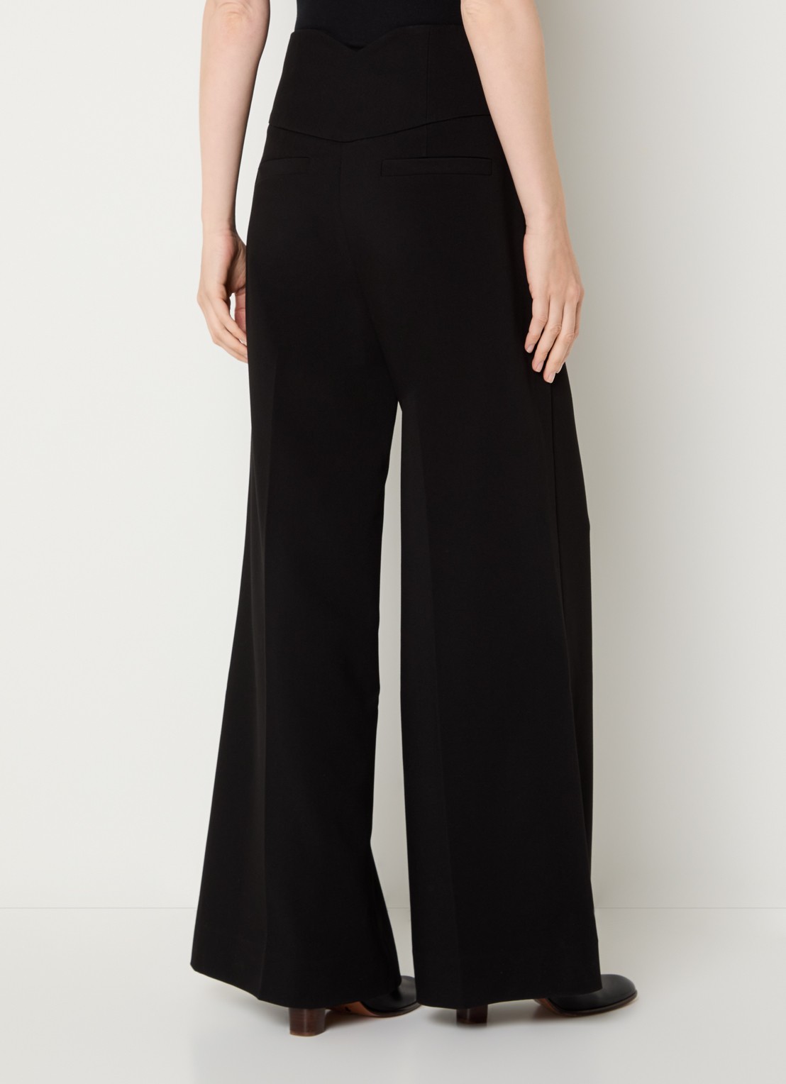 JOSH V Petra high waist wide fit pantalon met persplooi - achterkant 4 zwart