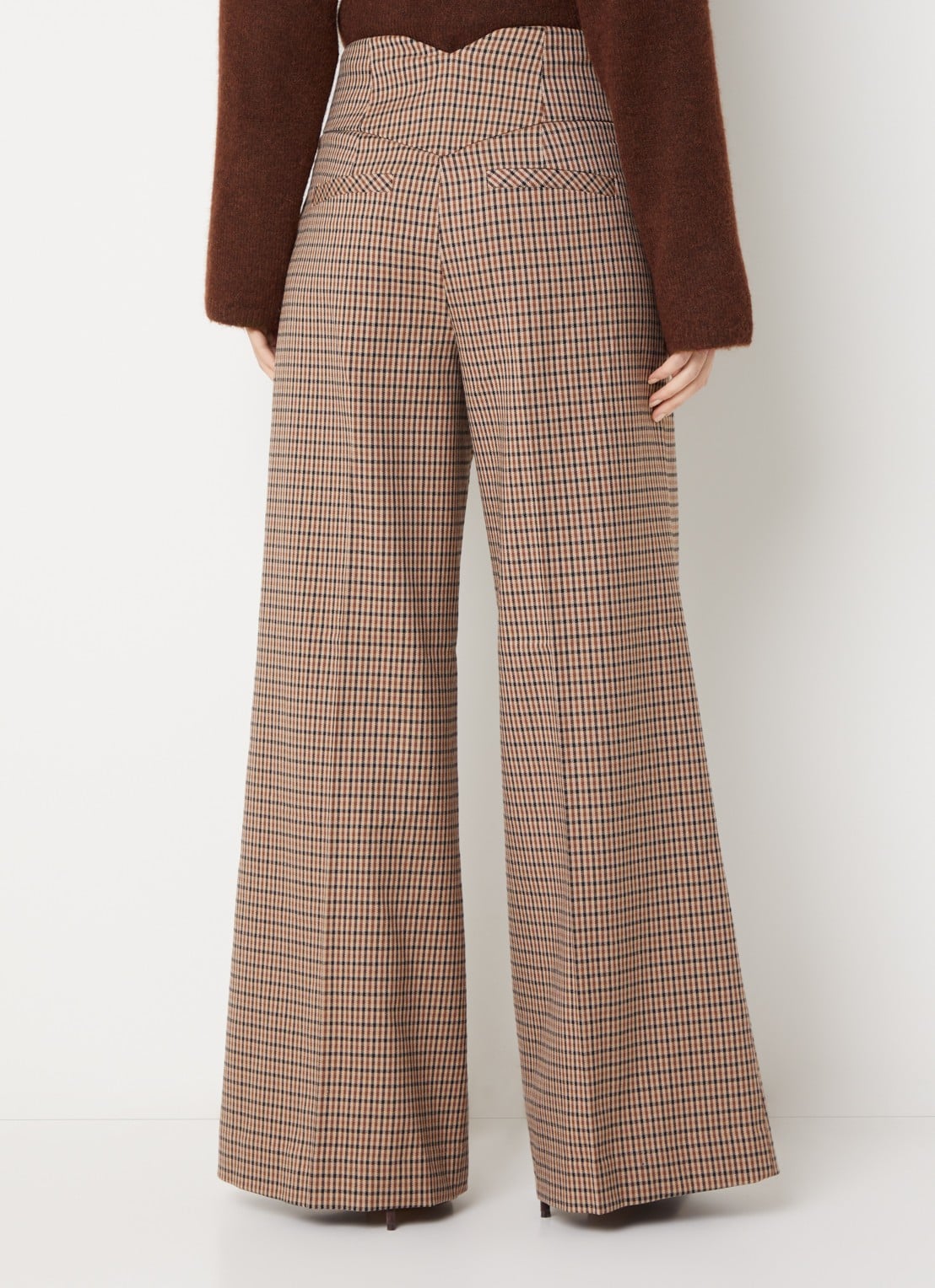 JOSH V Petra high waist wide fit pantalon met steekzakken - achterkant 2 bruin